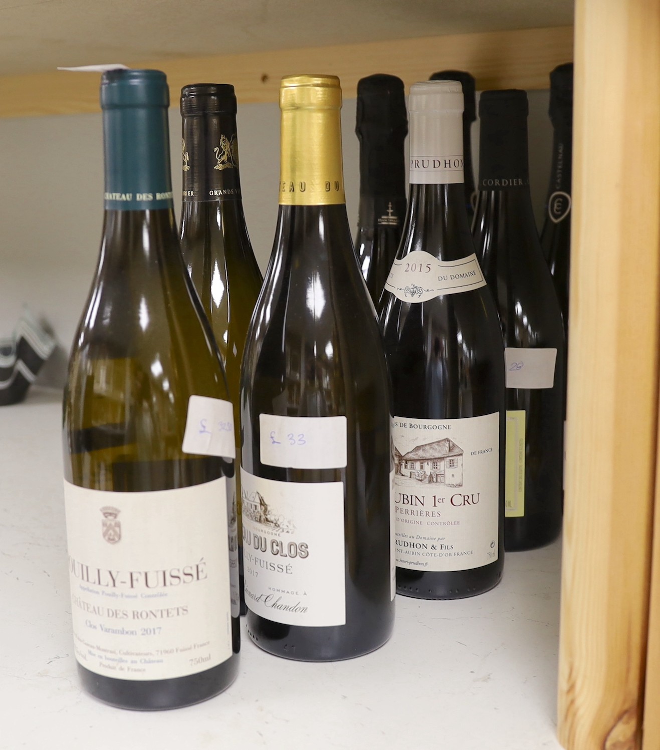 Six bottles of Pouilly-Fuisse, together with two bottles and champagne, and a bottle of Fiasconaro, (9)